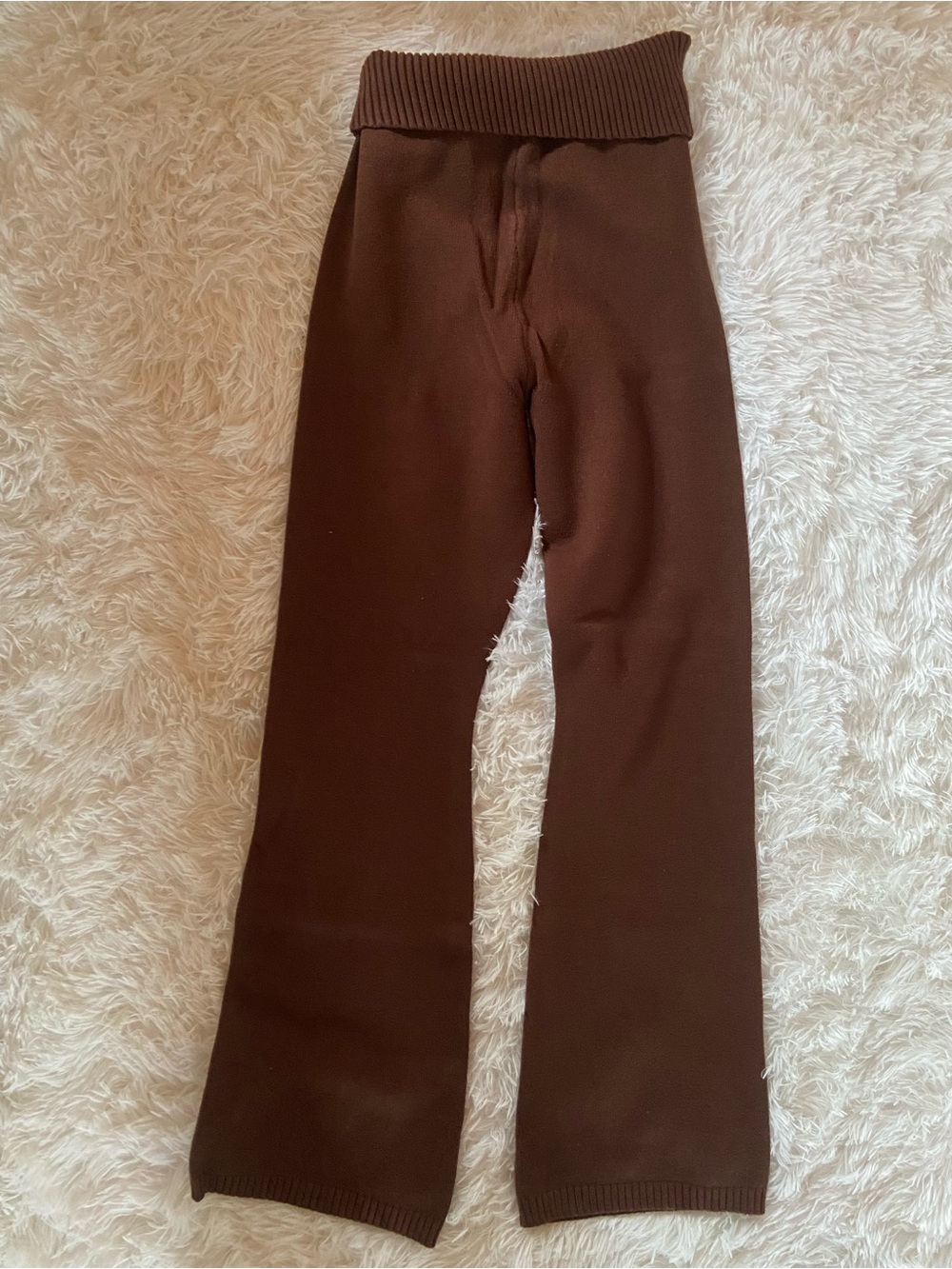 EUC Dark Brown Fold-Over Knit Lounge Pants, Size S - Picture 3 of 3